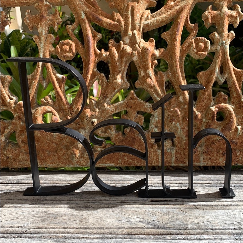 Black Heavy Metal / Wrought Iron Typeset Bath Sign - Picture 3 of 9